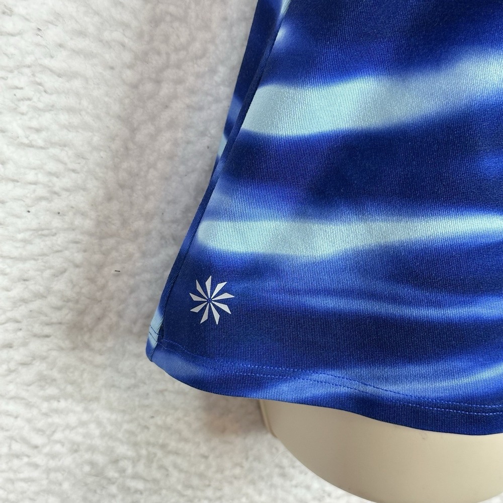 Athleta Tankini Swim Top Womens L Blue Racerback Shelf Bra Crossback Athletic - Picture 3 of 14